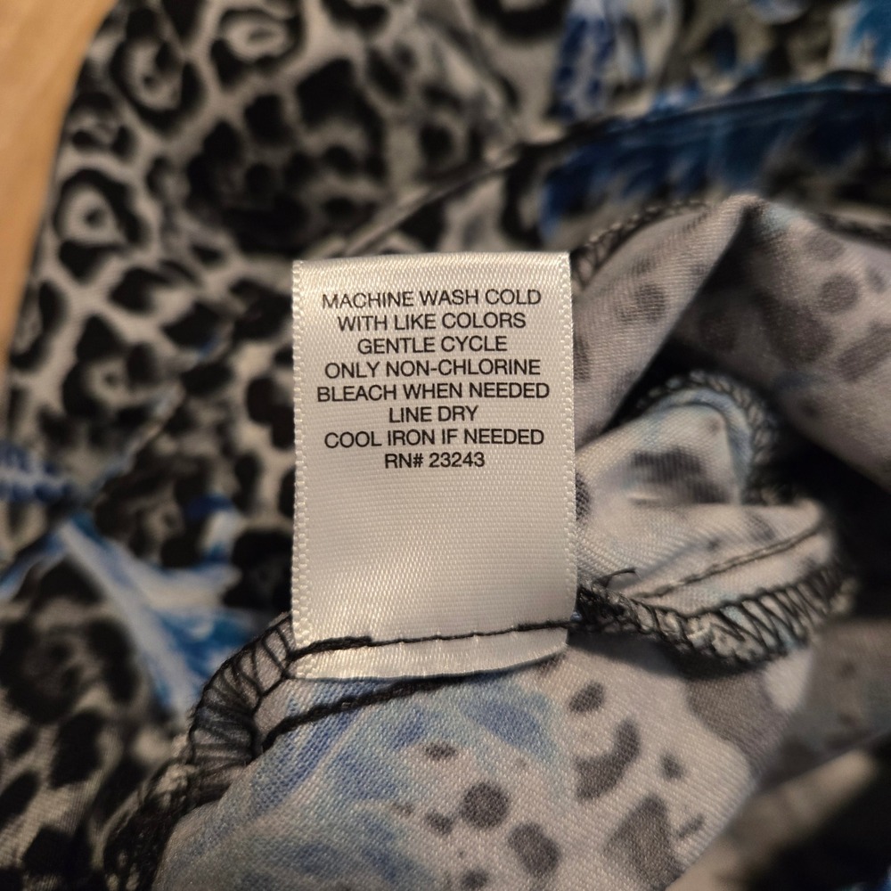 New York & Company Womens Small Blue Leopard Floral Baroque Ankle Pants Stretch - Picture 7 of 7